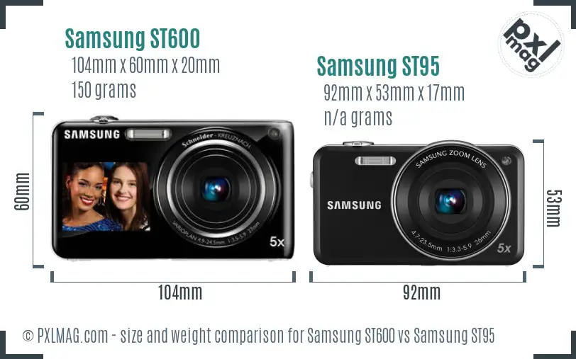 Samsung ST600 vs Samsung ST95 size comparison