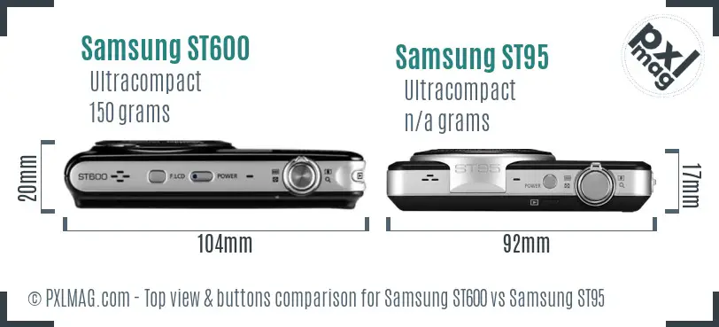 Samsung ST600 vs Samsung ST95 top view buttons comparison