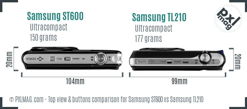 Samsung ST600 vs Samsung TL210 top view buttons comparison