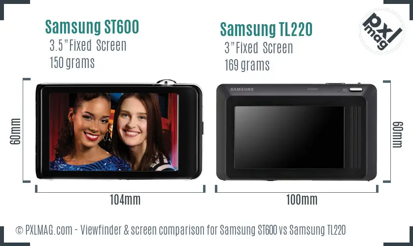 Samsung ST600 vs Samsung TL220 Screen and Viewfinder comparison