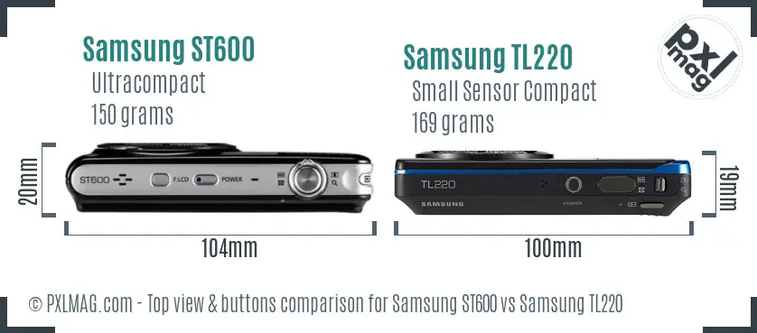 Samsung ST600 vs Samsung TL220 top view buttons comparison