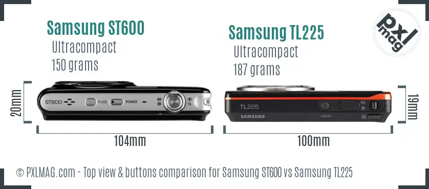 Samsung ST600 vs Samsung TL225 top view buttons comparison