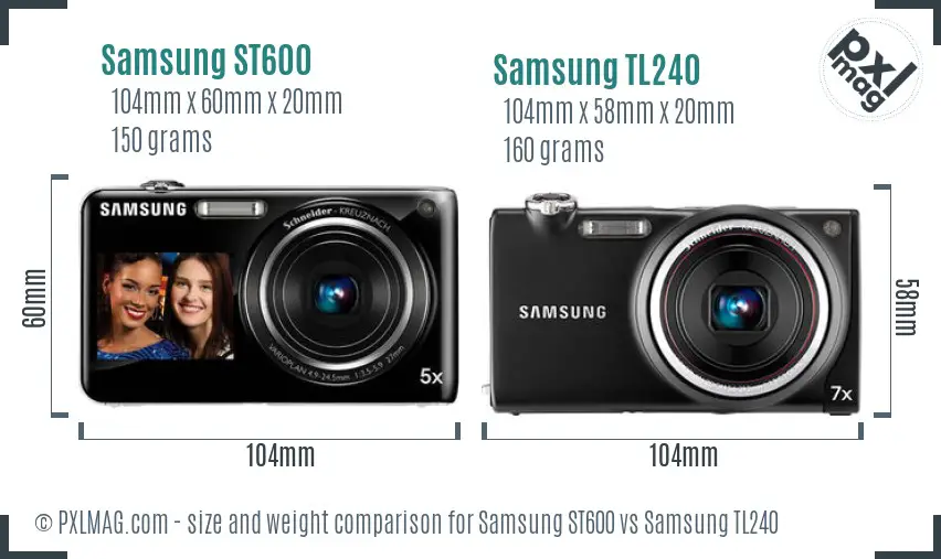 Samsung ST600 vs Samsung TL240 size comparison