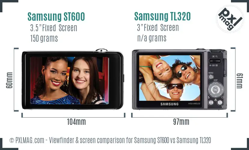 Samsung ST600 vs Samsung TL320 Screen and Viewfinder comparison