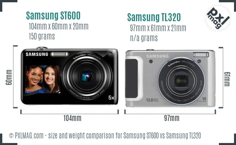 Samsung ST600 vs Samsung TL320 size comparison