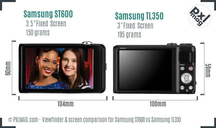 Samsung ST600 vs Samsung TL350 Screen and Viewfinder comparison