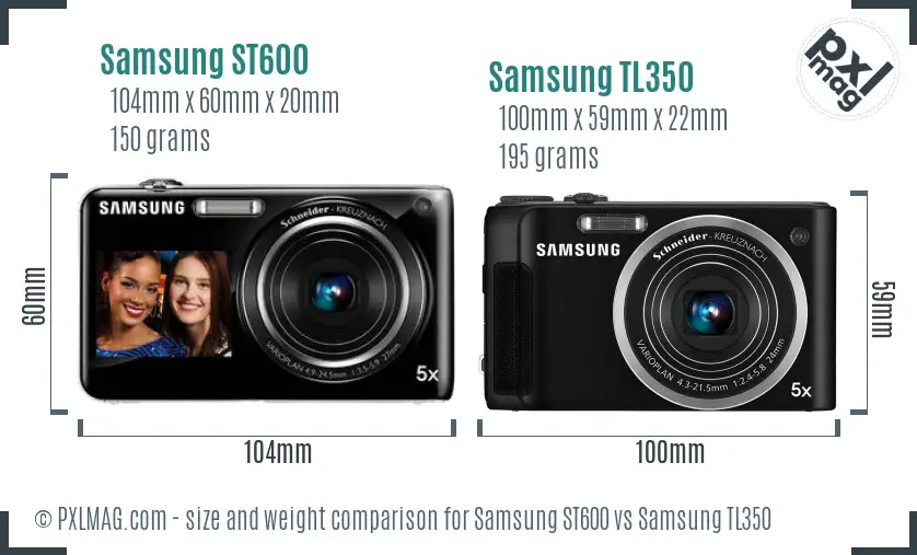 Samsung ST600 vs Samsung TL350 size comparison