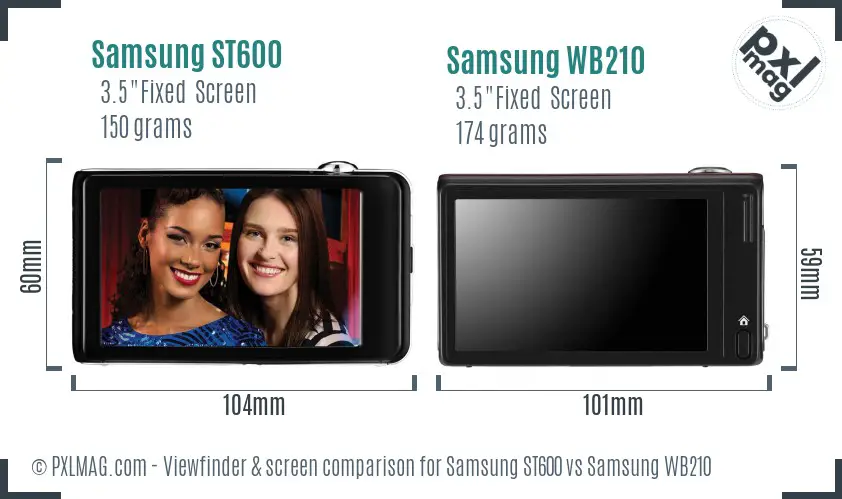 Samsung ST600 vs Samsung WB210 Screen and Viewfinder comparison