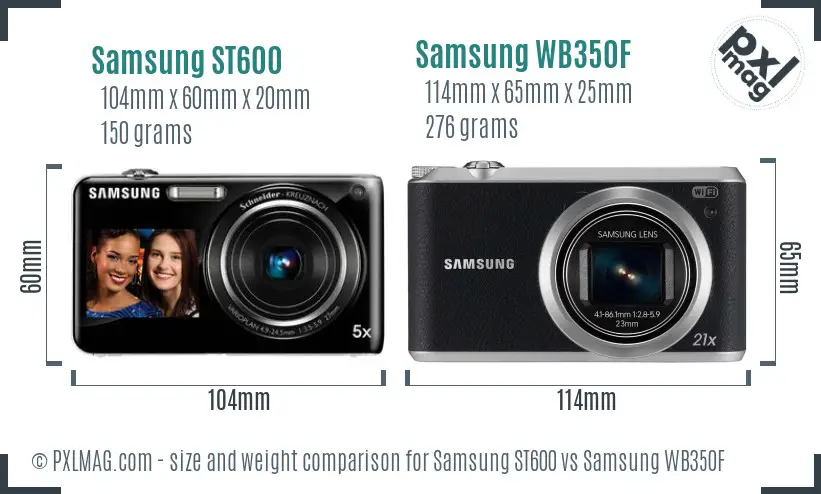 Samsung ST600 vs Samsung WB350F size comparison