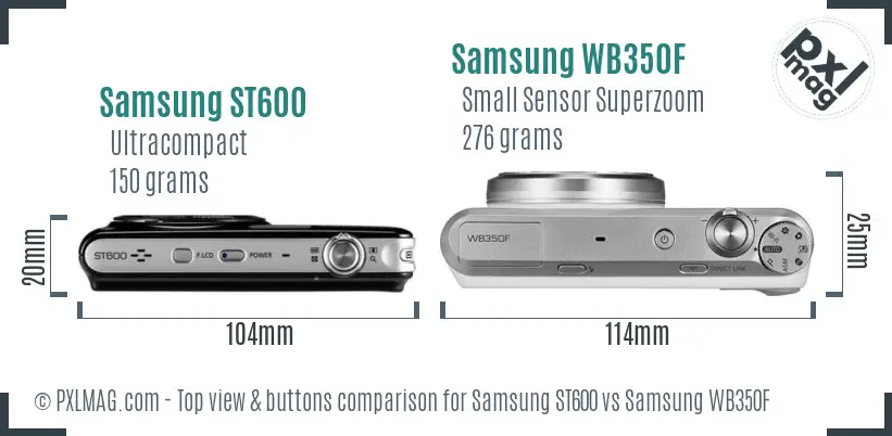 Samsung ST600 vs Samsung WB350F top view buttons comparison