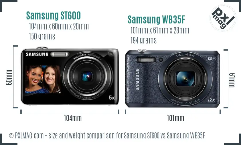 Samsung ST600 vs Samsung WB35F size comparison