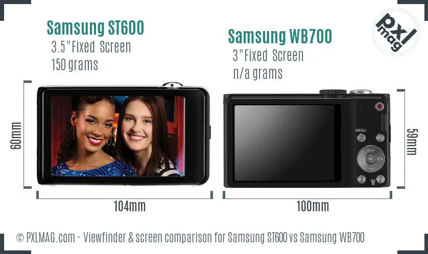 Samsung ST600 vs Samsung WB700 Screen and Viewfinder comparison
