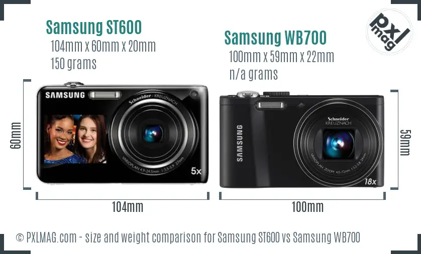 Samsung ST600 vs Samsung WB700 size comparison