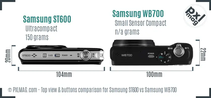 Samsung ST600 vs Samsung WB700 top view buttons comparison