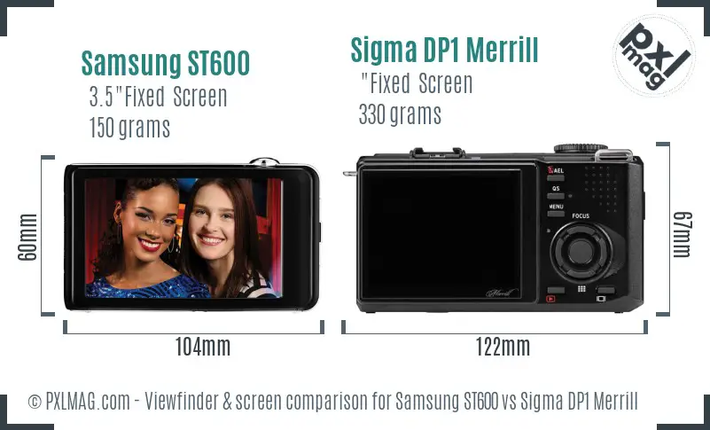 Samsung ST600 vs Sigma DP1 Merrill Screen and Viewfinder comparison