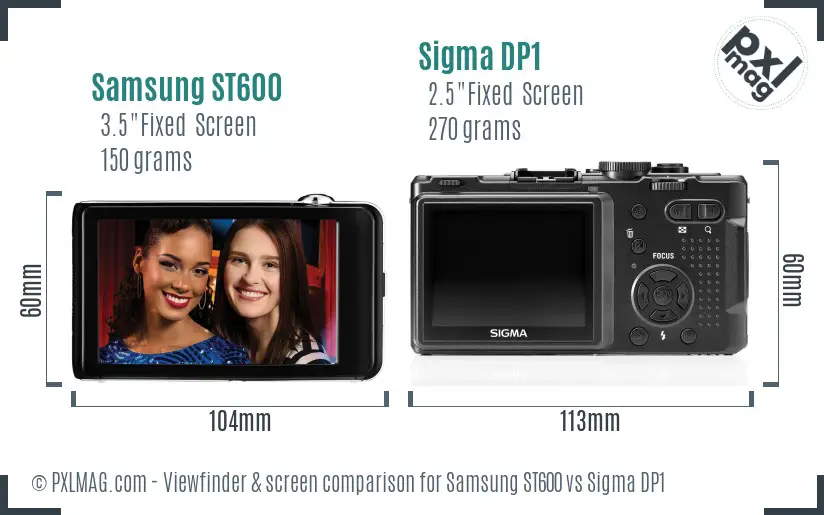 Samsung ST600 vs Sigma DP1 Screen and Viewfinder comparison