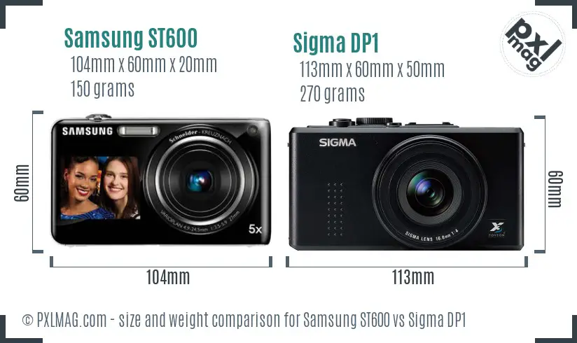 Samsung ST600 vs Sigma DP1 size comparison