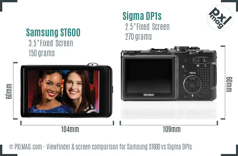 Samsung ST600 vs Sigma DP1s Screen and Viewfinder comparison