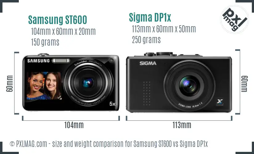 Samsung ST600 vs Sigma DP1x size comparison