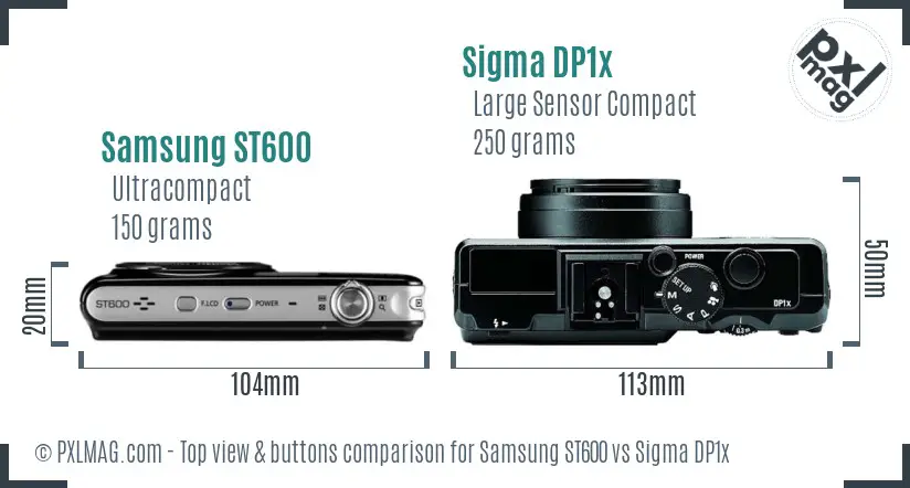 Samsung ST600 vs Sigma DP1x top view buttons comparison