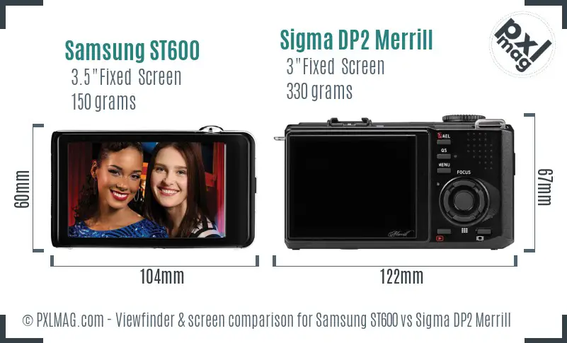 Samsung ST600 vs Sigma DP2 Merrill Screen and Viewfinder comparison