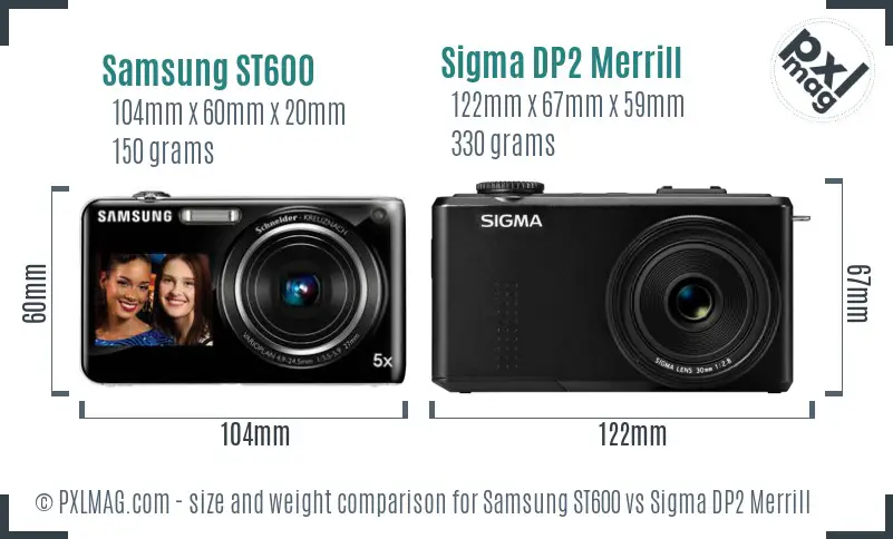 Samsung ST600 vs Sigma DP2 Merrill size comparison