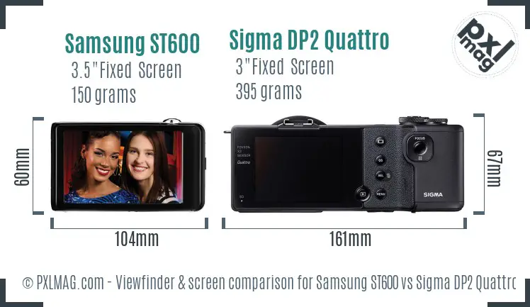 Samsung ST600 vs Sigma DP2 Quattro Screen and Viewfinder comparison