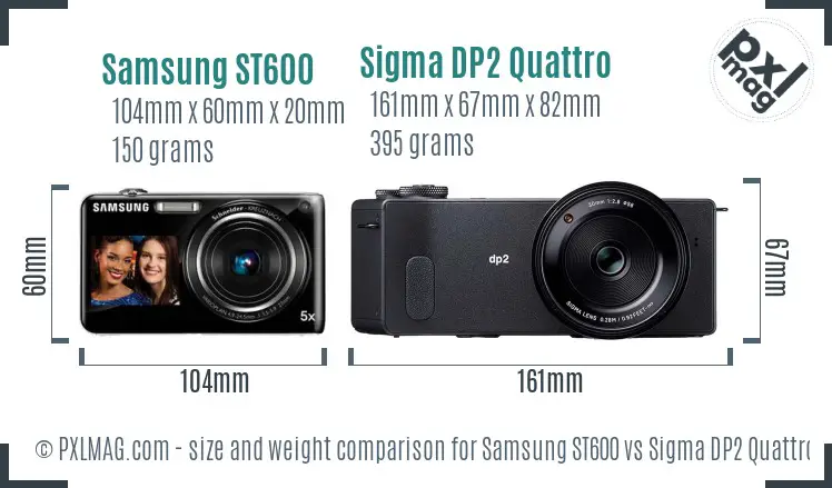 Samsung ST600 vs Sigma DP2 Quattro size comparison