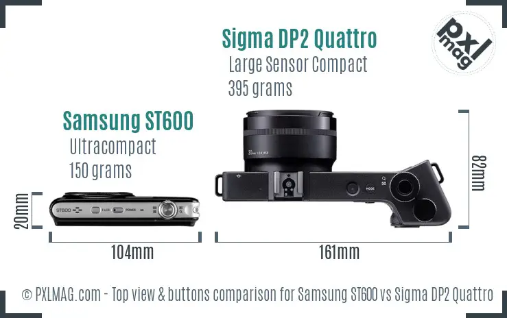 Samsung ST600 vs Sigma DP2 Quattro top view buttons comparison
