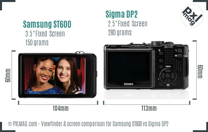 Samsung ST600 vs Sigma DP2 Screen and Viewfinder comparison