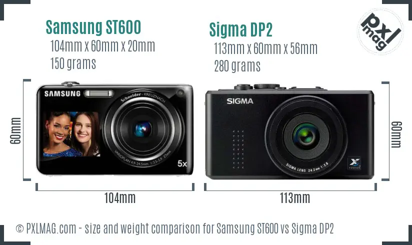 Samsung ST600 vs Sigma DP2 size comparison