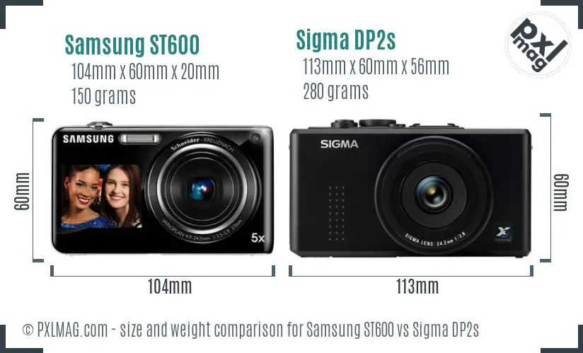 Samsung ST600 vs Sigma DP2s size comparison