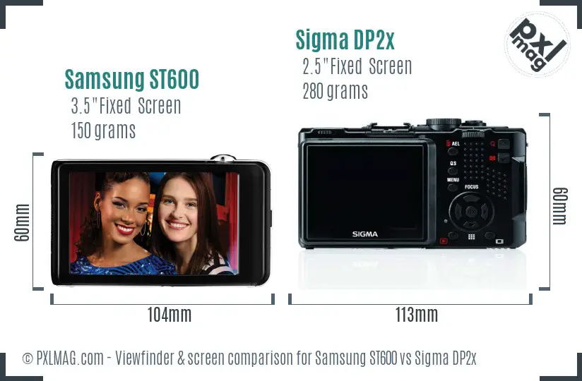 Samsung ST600 vs Sigma DP2x Screen and Viewfinder comparison
