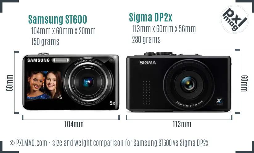 Samsung ST600 vs Sigma DP2x size comparison