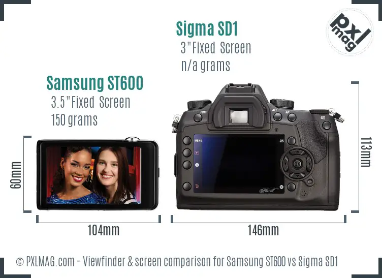 Samsung ST600 vs Sigma SD1 Screen and Viewfinder comparison