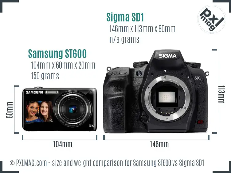 Samsung ST600 vs Sigma SD1 size comparison