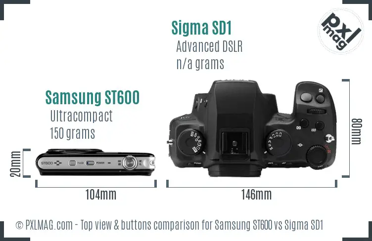 Samsung ST600 vs Sigma SD1 top view buttons comparison