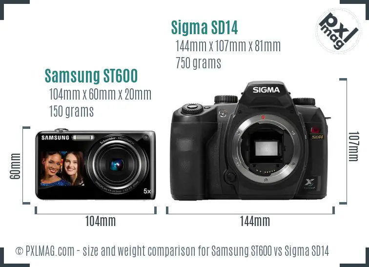 Samsung ST600 vs Sigma SD14 size comparison