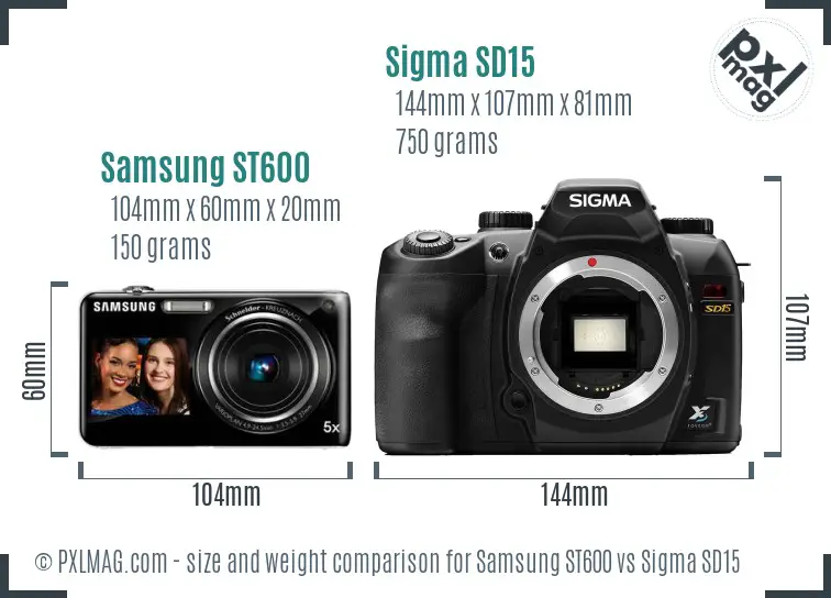 Samsung ST600 vs Sigma SD15 size comparison