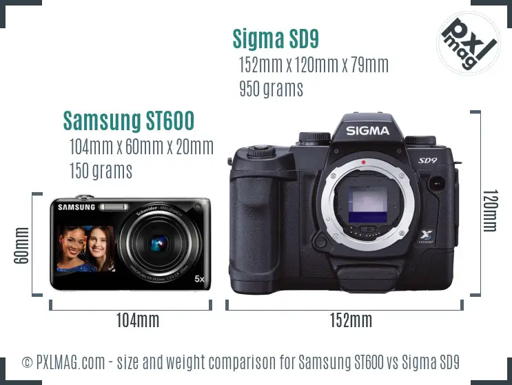 Samsung ST600 vs Sigma SD9 size comparison