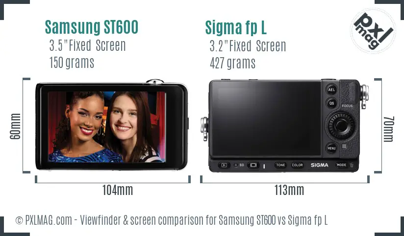 Samsung ST600 vs Sigma fp L Screen and Viewfinder comparison