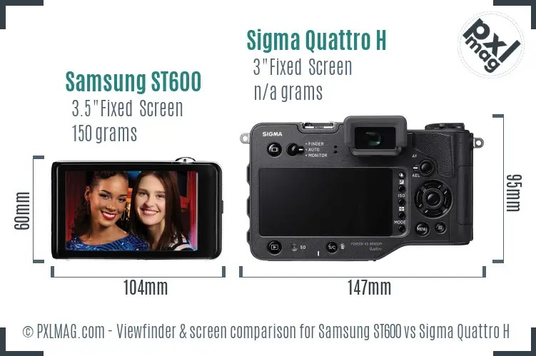 Samsung ST600 vs Sigma Quattro H Screen and Viewfinder comparison