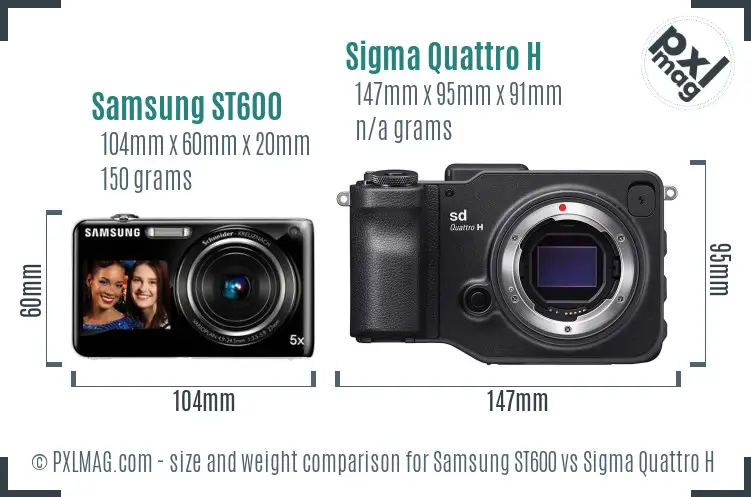 Samsung ST600 vs Sigma Quattro H size comparison