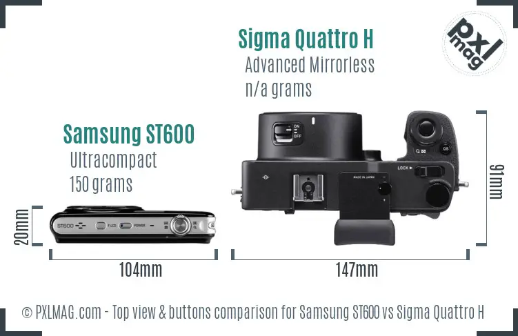 Samsung ST600 vs Sigma Quattro H top view buttons comparison