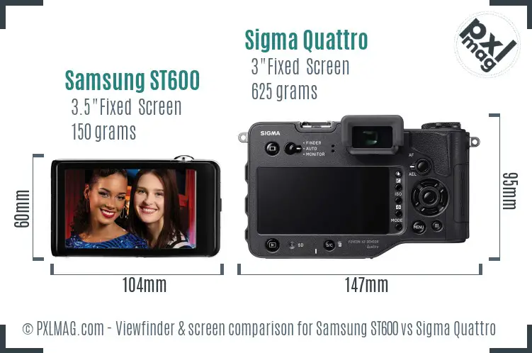 Samsung ST600 vs Sigma Quattro Screen and Viewfinder comparison