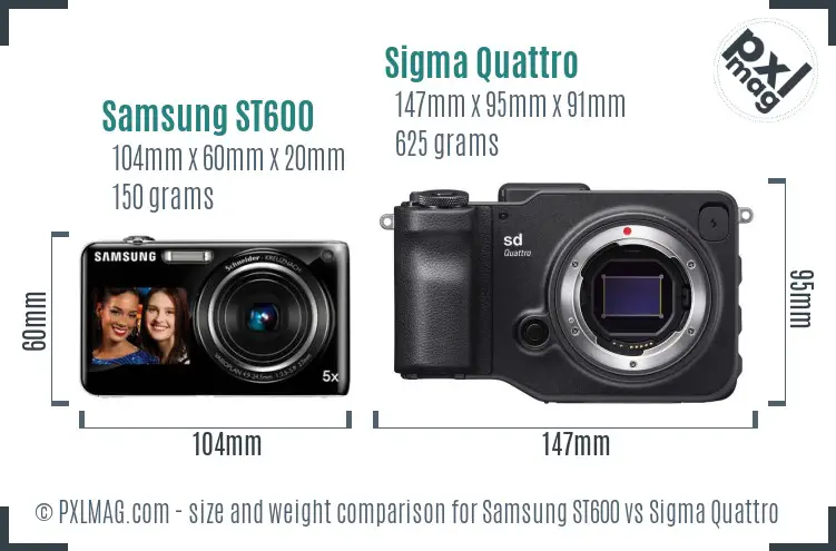 Samsung ST600 vs Sigma Quattro size comparison