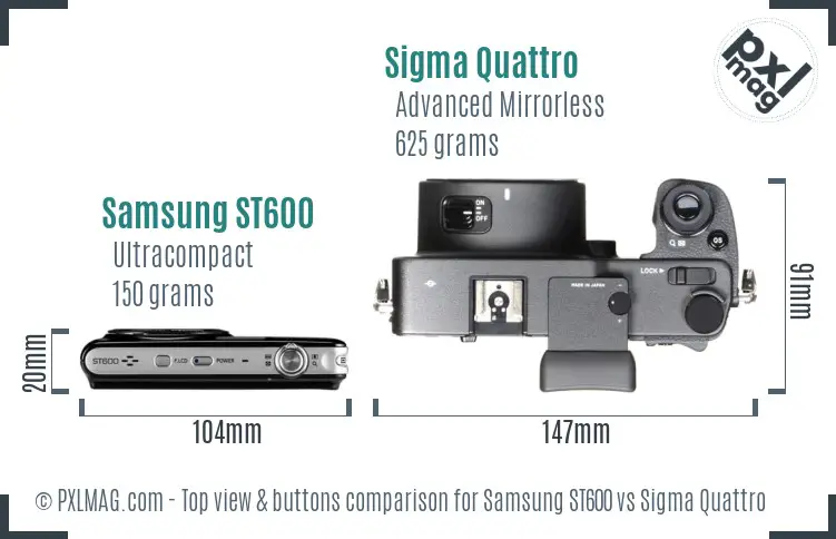 Samsung ST600 vs Sigma Quattro top view buttons comparison