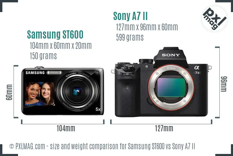 Samsung ST600 vs Sony A7 II size comparison