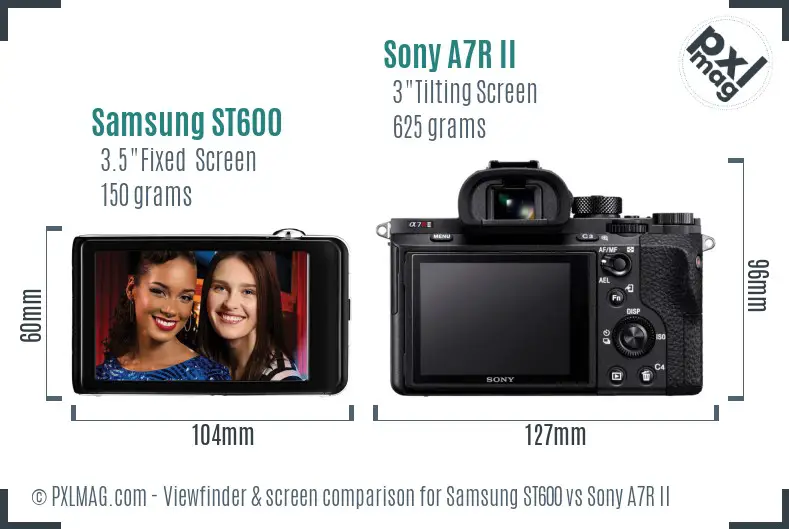 Samsung ST600 vs Sony A7R II Screen and Viewfinder comparison