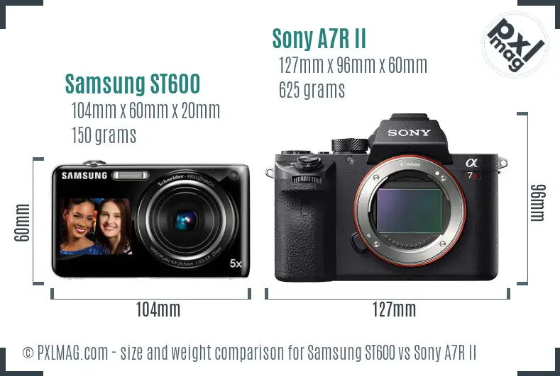 Samsung ST600 vs Sony A7R II size comparison